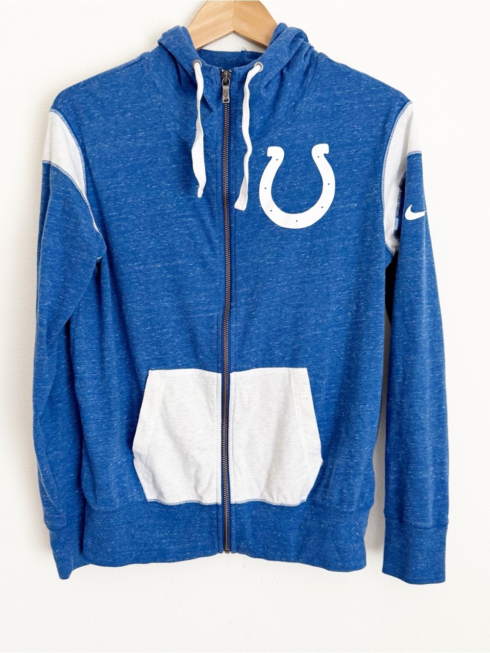 Indianapolis Colts Nike Heather Blue White Lightweight Full Zip Hoodie Womens XS